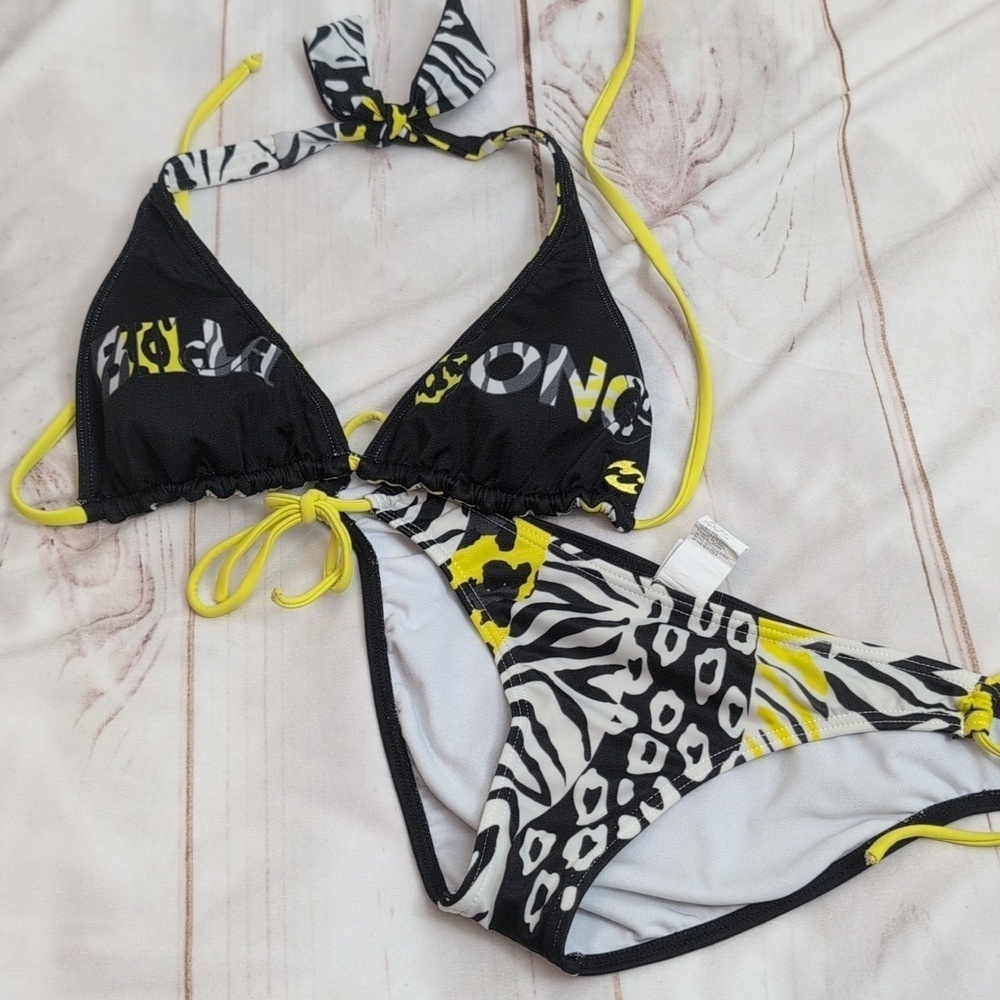 Vintage Y2K Billabong Reversible Animal Print String Bikini Womens Small